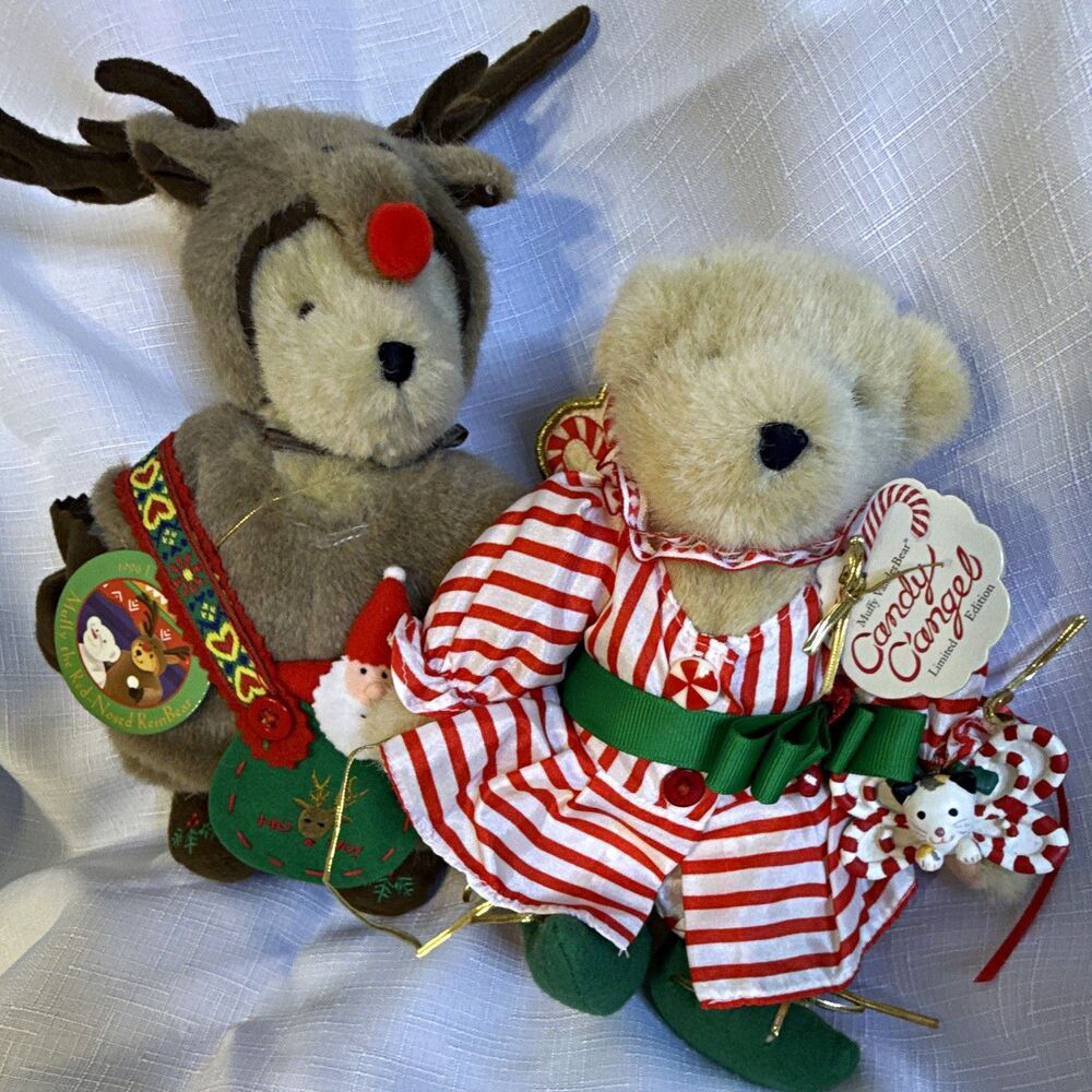 Muffy VanderBear Limited Edition Christmas Plush Bear Candy Cane & ReinBear 1996